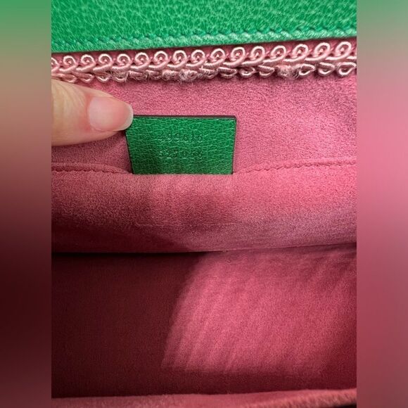 Gucci Linea Ricami Shoulder Bag Embroidered Leather Green Cat - Picture 10 of 13